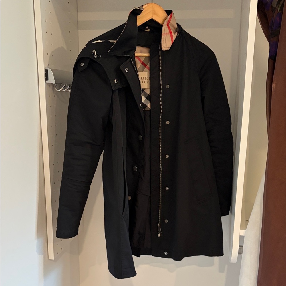 Burberry Black Trench Coat with Check Lining